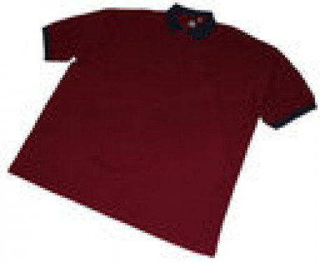 Большая рубашка-поло бордового цвета с короткими рукавами