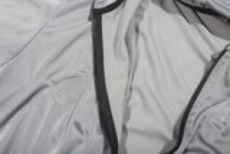 Купить куртка больших размеров спортивная- эластик с капюшоном серого цвета в интернет-магазине Мой-размер