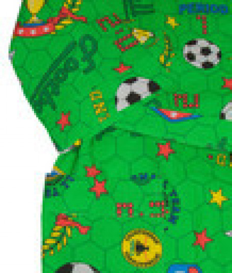 Большой халат банный вафельный зелёного цвета с футбольными мячами