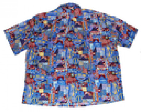 Купить рубашка  синяя этно из хлопка с короткими рукавами разных цветов цвета в интернет-магазине Мой-размер