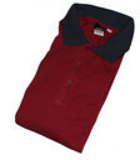 Рубашка-поло бордового цвета с короткими рукавами для полных