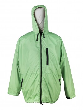 Куртка-ветровка большого размера салатного цвета на яркой натуральной подкладке