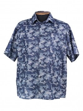 Рубашка серо-синего цвета с  принтом городскоой камуфляж
