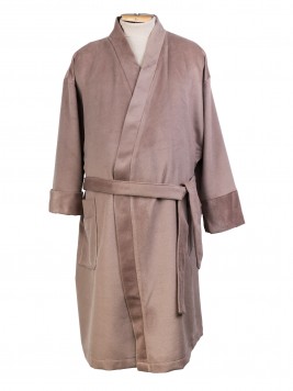Халат большого размера-кимоно из шерсти бежевого цвета