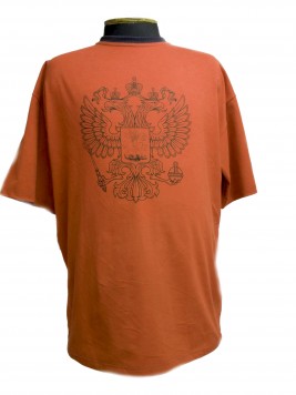 Футболка большого размера с гербом россии оранжевого цвета