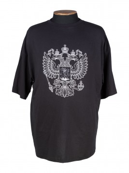 Чёрная футболка большого размера с принтом герб россии