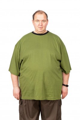 Футболка большого размера зеленого цвета длинный и короткий рукав