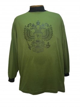 Футболка большого размера с гербом россии зеленого цвета с длинным рукавом