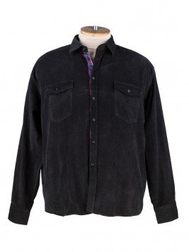 Рубашка большого размера / сорочка  большого размера мужская вельветовая c длинным  рукавом -черный, темно-синий, бордо
