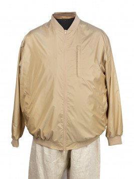 Легкая куртка-бомбер с трикотажной отделкой бежевого цвета