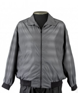 Куртка-ветровка бомбер из плащевки серого цвета с трикотажной отделкой